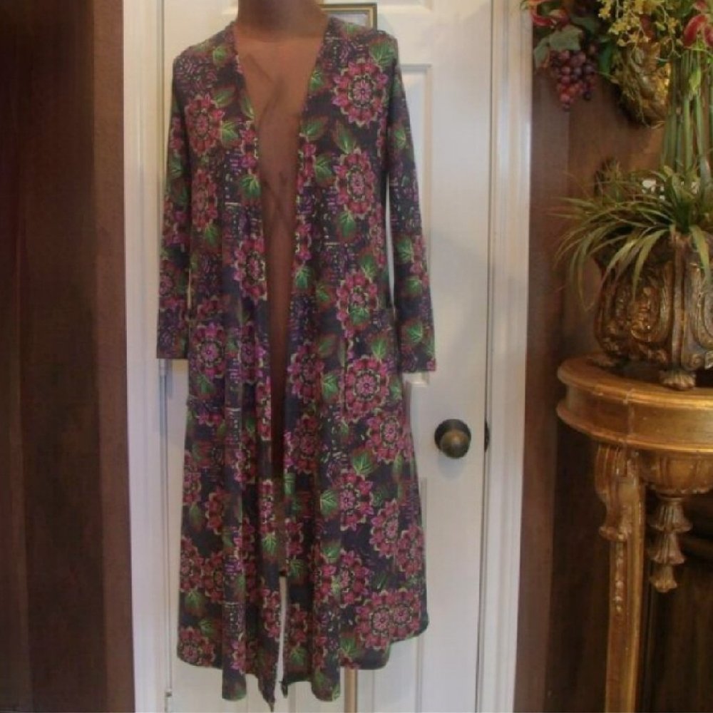 Lularoe Sarah Floral Print Open Front Cardigan